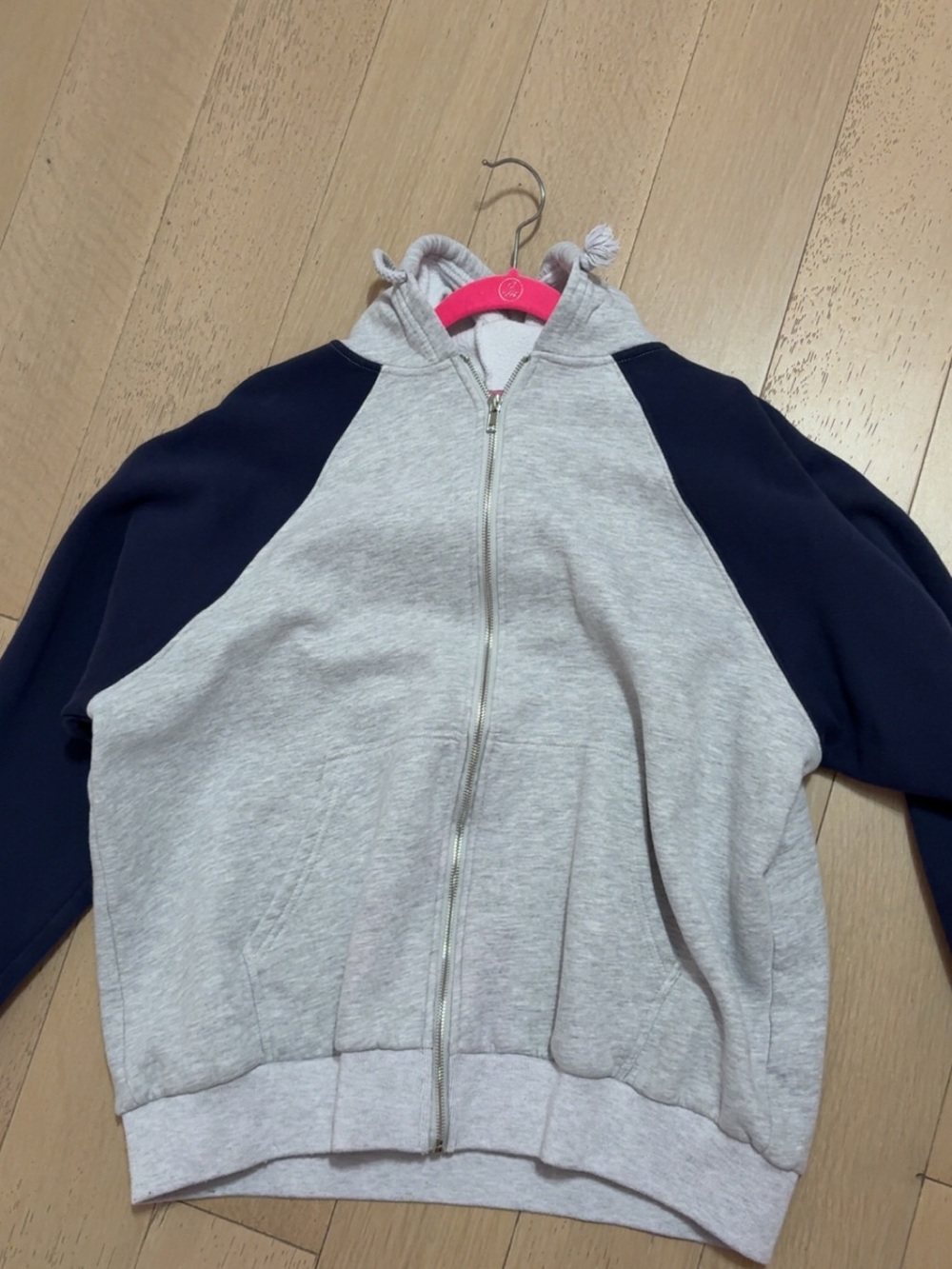 Edikted Two-Tone Zip Hoodie - Light Gray & Navy